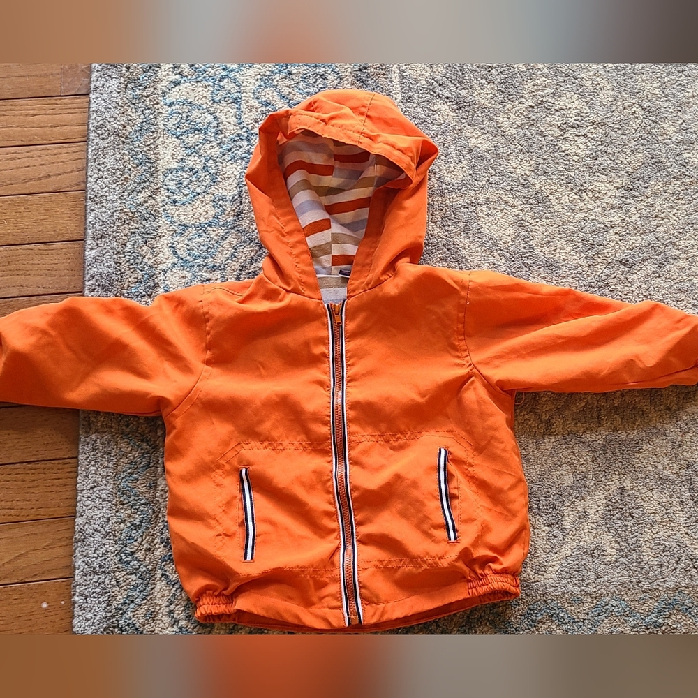 Baby Headquarters Orange Lined Jacket with hood Size 24 months